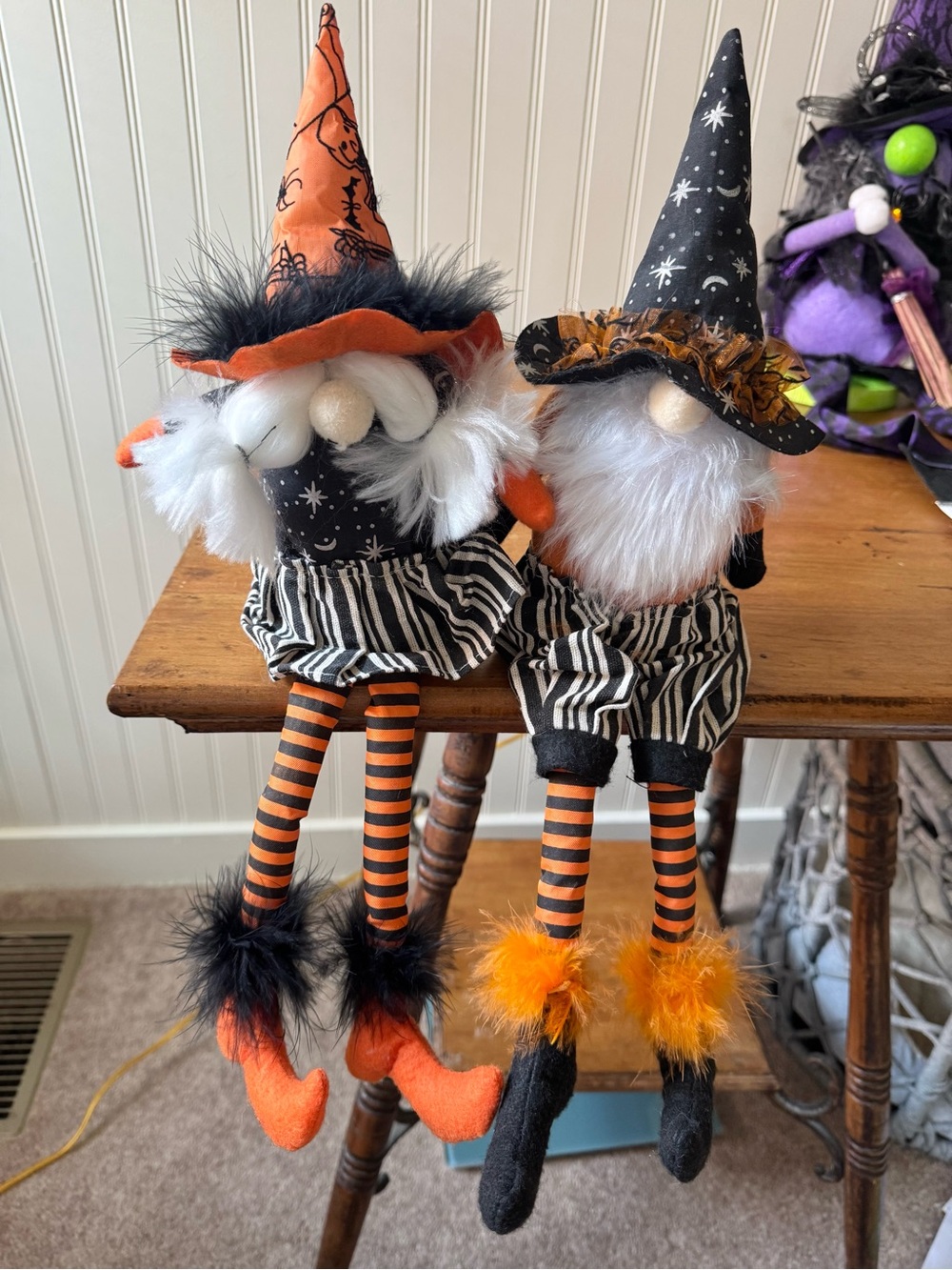 Set of 2 Halloween Witch Gnomes Shelf Sitters